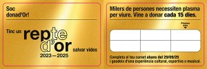 carnet d'or de la Setmana Mundial dels Donants de Plasma